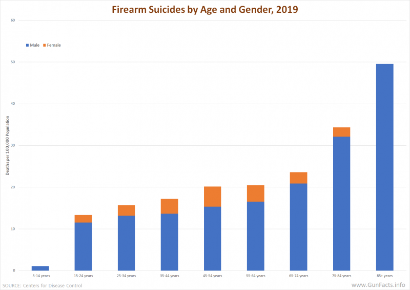 Firearm Suicide by Age and Gender 2019