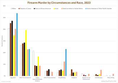 Firearm Murder by Circumstances and Race, 2023